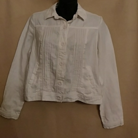 white linen jean jacket